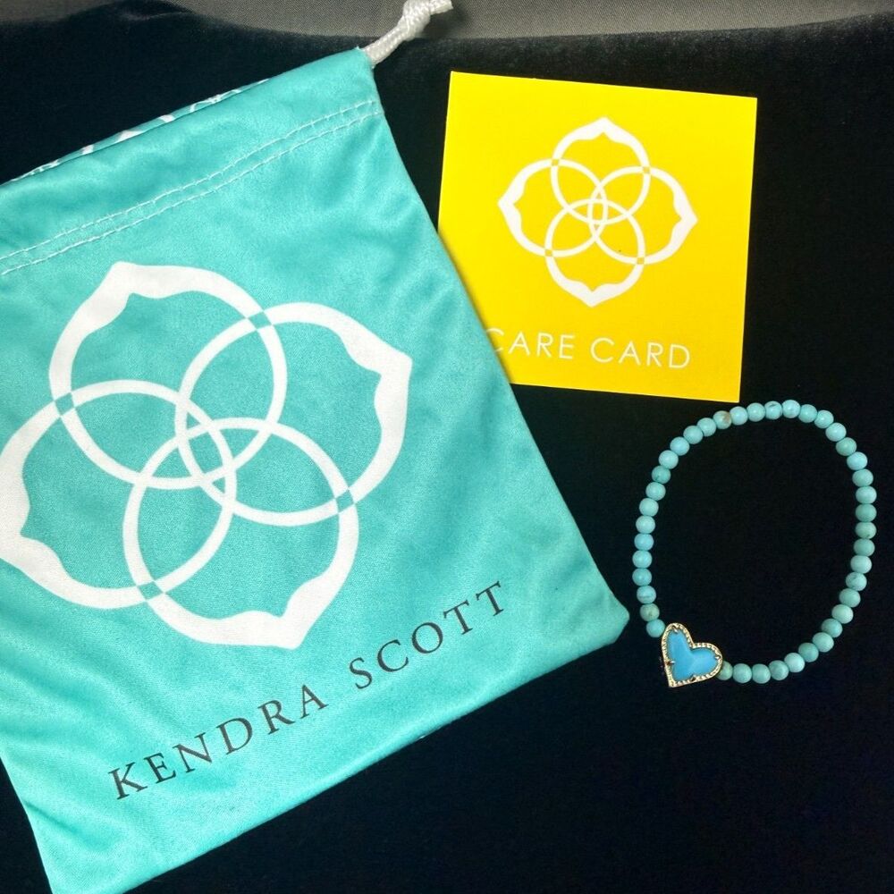 NEW Kendra Scott Beaded Ari Stretch Heart Love Bracelet Turquoise